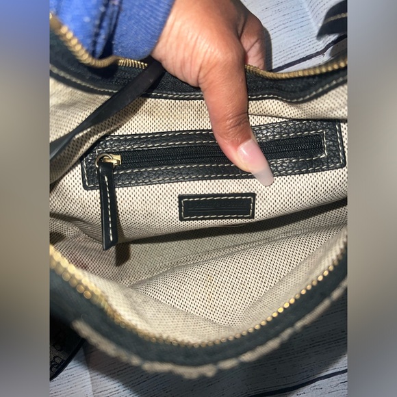 Dooney & Bourke Vintage Black and Gray Leather Logo Fabric Hobo Bag w/wallet. - Picture 11 of 16